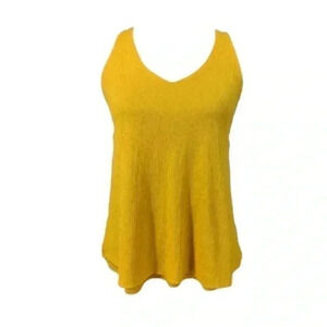 Mango MNG Women’s XS Marigold Yellow V-Neck Tank Top Split Hem Layered